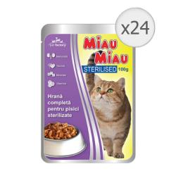 Miau Miau csirkes alutasakos eledel felnott sterilizalt cicaknak 24x100 g.jpg